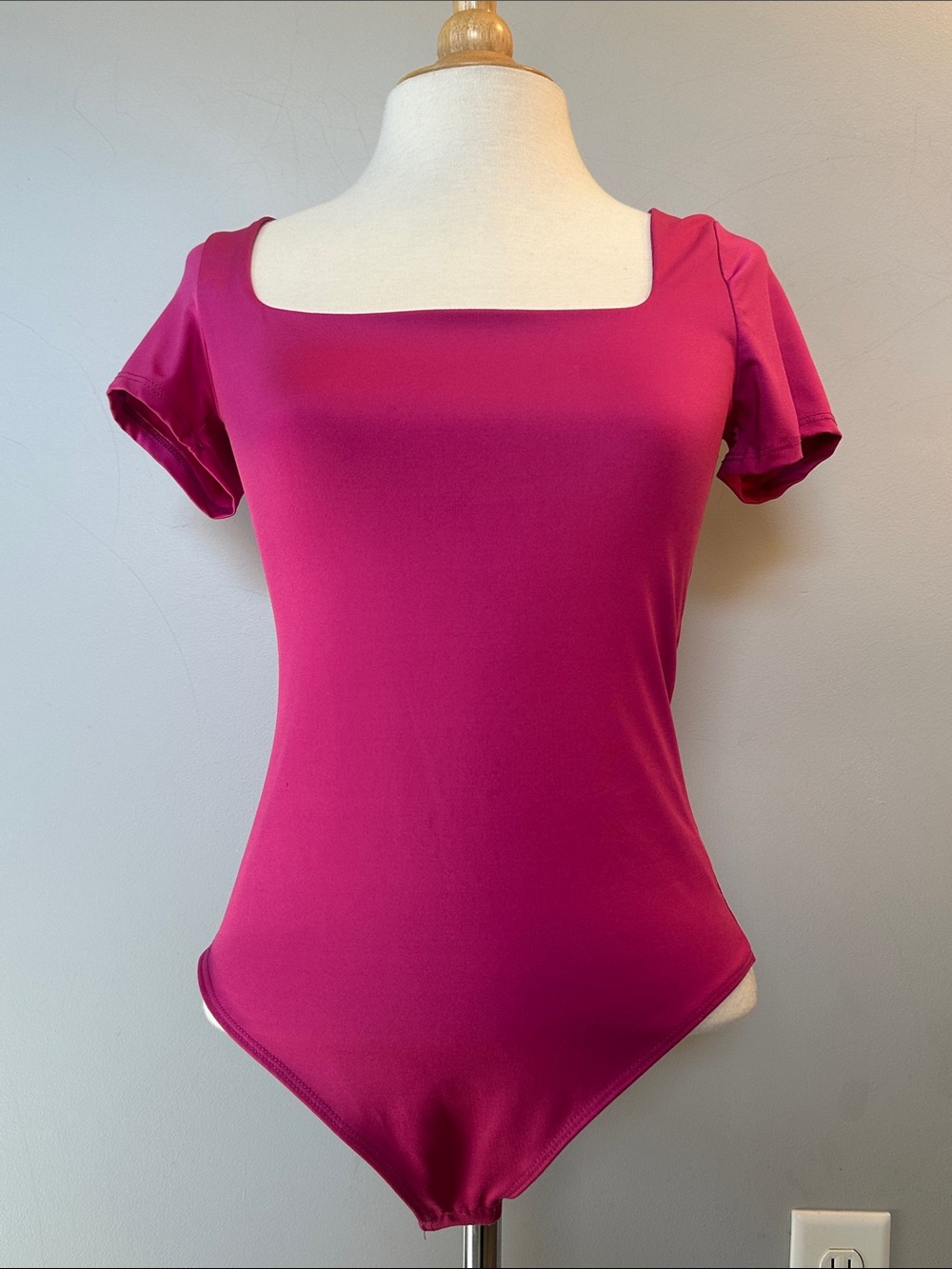Pink Square Neck Bodysuit